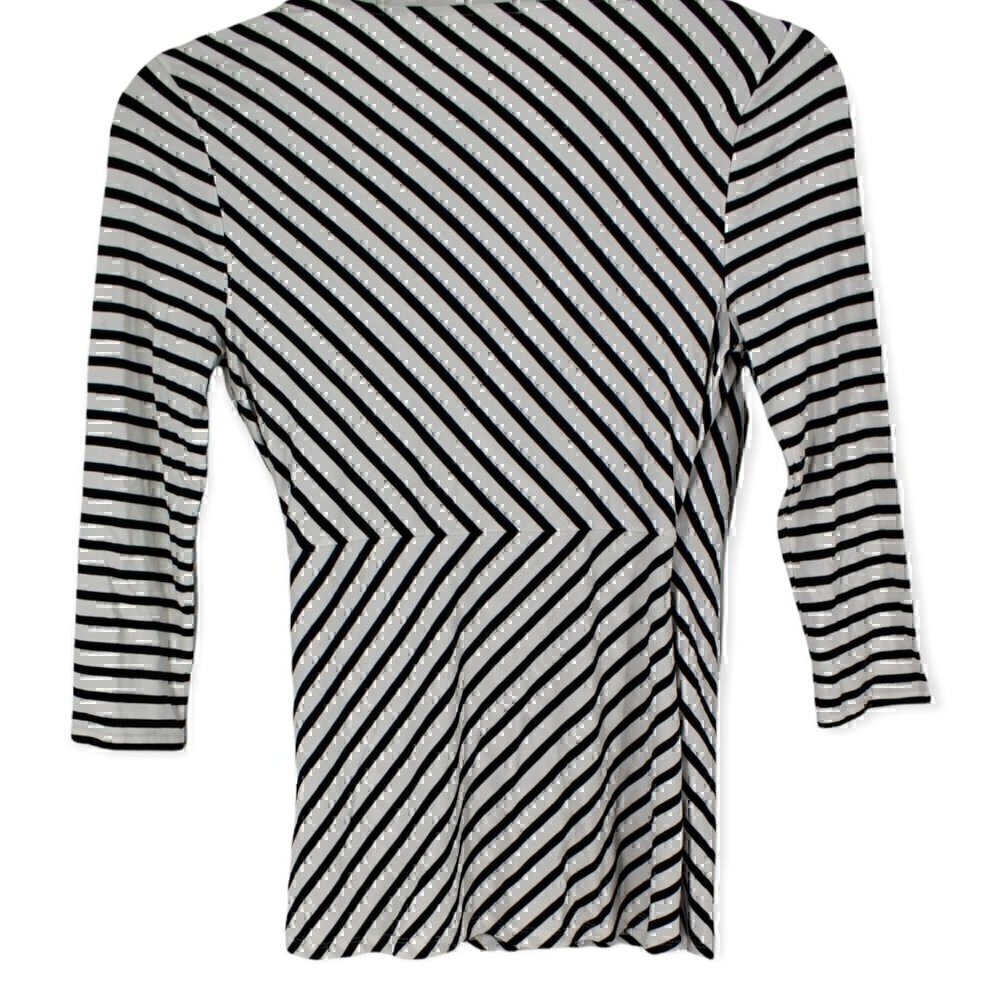 41 Hawthorne Striped Braedy Cross Front Top XS Black White - Picture 6 of 6